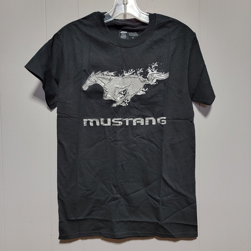 Ford Mustang Men Black Graphic T-Shirt Official Licensed Pony Logo Small S